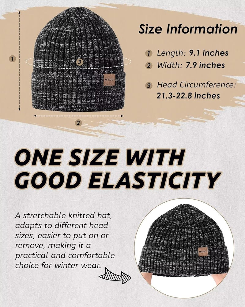 MSDC 3 Pack Winter Hats for Men, Warm Fleece Lined Beanie for Men Women, Fashionable Knit Hat Skull Cap for Cold Weather - Image 2